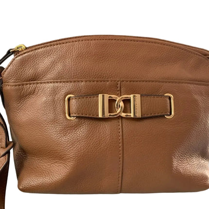 Tignanello Brown Pebbled Leather Crossbody Bag with Bow Hardware