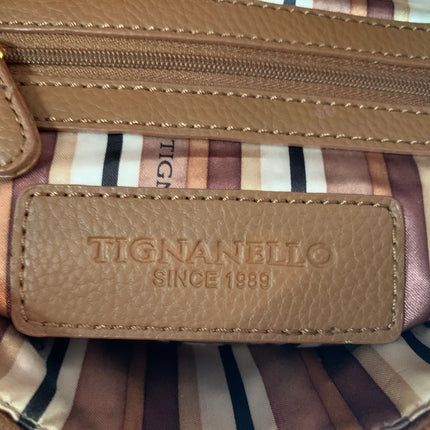 Tignanello Brown Pebbled Leather Crossbody Bag with Bow Hardware